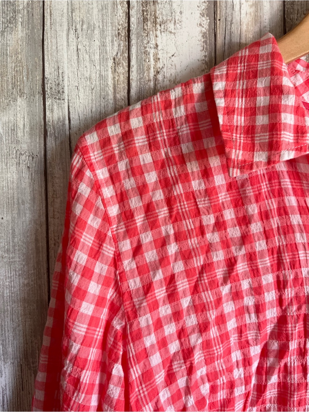 Talbots Pink Gingham Button Front Shirt Cotton Lyocell Medium - Picture 3 of 6